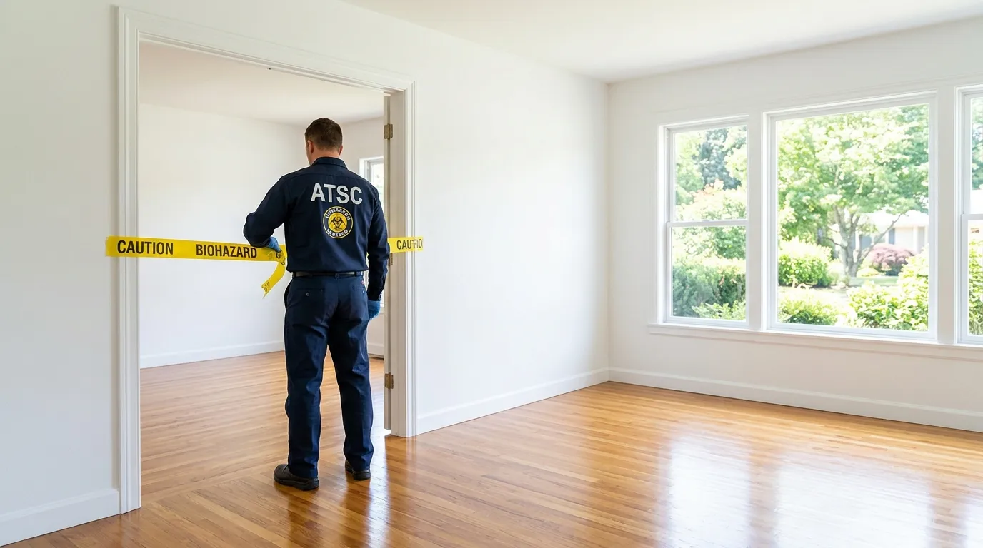 Certified biohazard cleanup crew performing Trauma Scene Cleanup in Wantagh